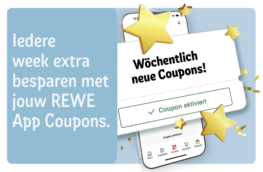 Bespaar wekelijks met extra coupons in de REWE App