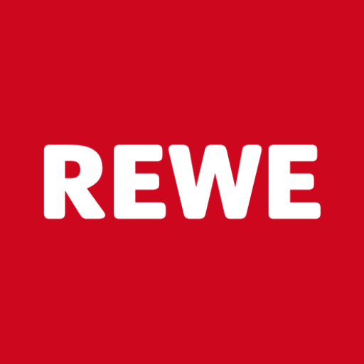 Het officiële logo van de REWE supermarkt-app