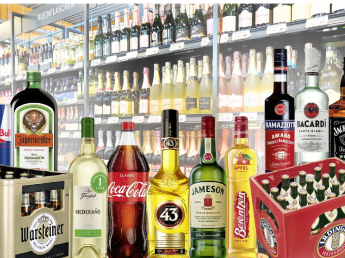 Ruim assortiment aan dranken bij REWE Doering